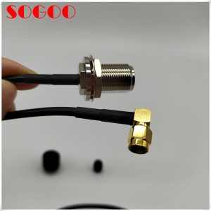 Huawei original 04047637VB LMR195 jumper, 90 degree SMA male to N Female bulkhead connector